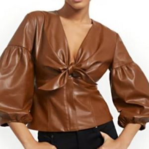 New York & Co Tan Leather Jacket Top! Size L